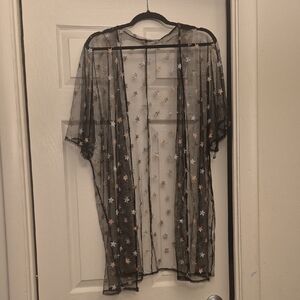 Sheer Star Embroidered Kimono
